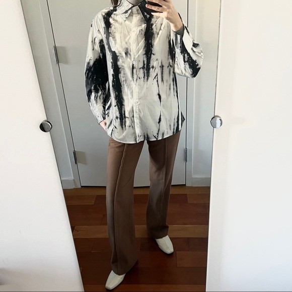 Tie dye black white print button down shirt - Picture 6 of 9